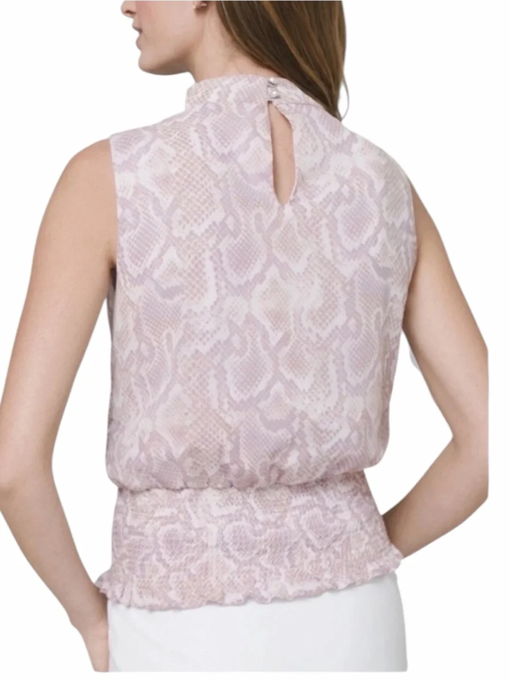 White House Black Market Python Choker Sleeveless Top in lilac Size 10 - Picture 3 of 7